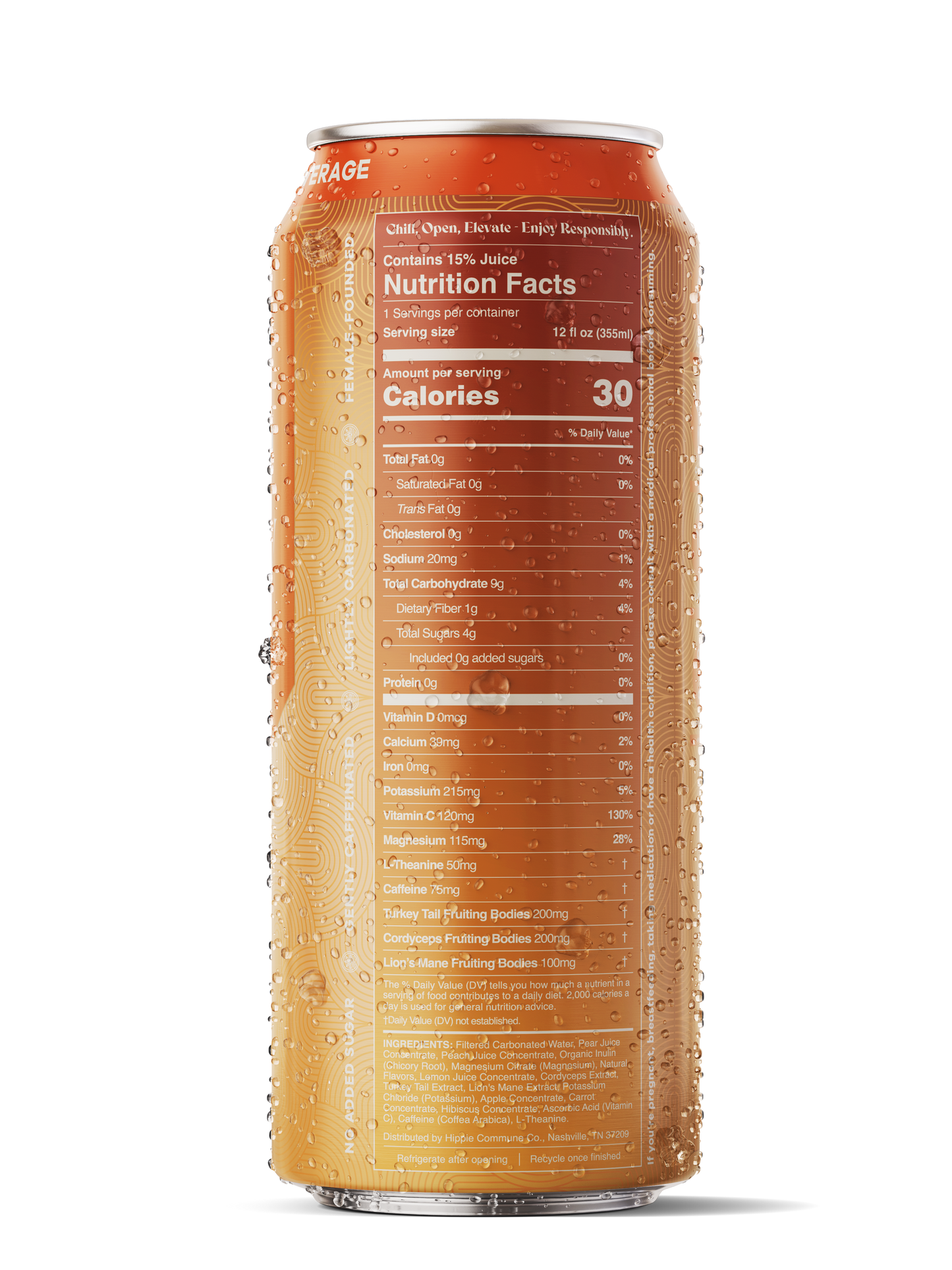 Hippie Energy Peach Party Energy Drink 4-Pack