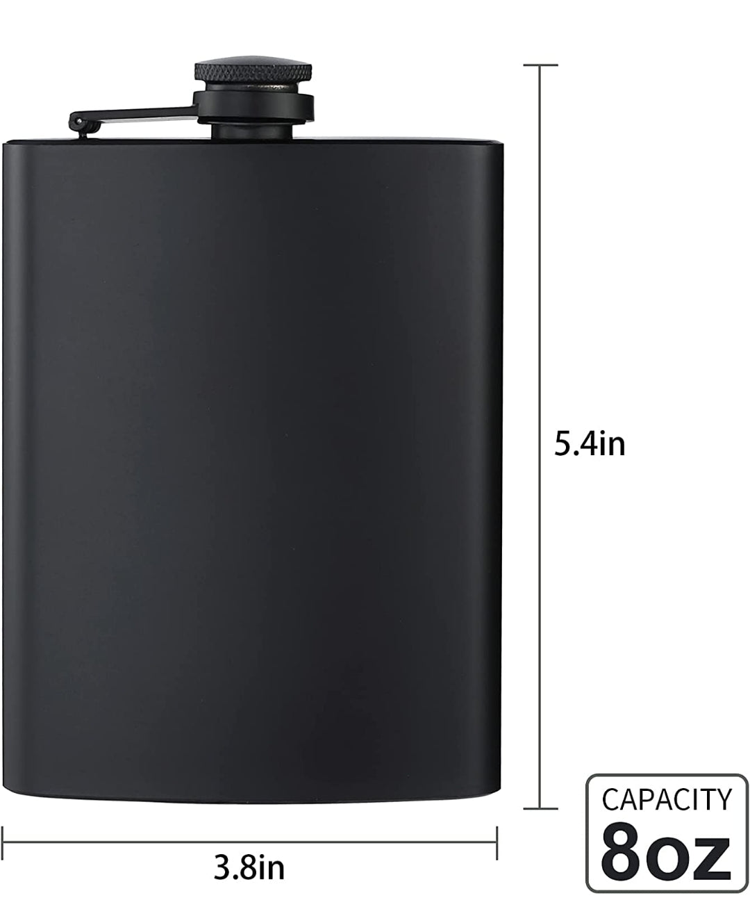 Custom Engraved 8oz Stainless Steel Flask (matte black)